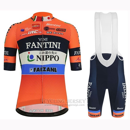 2019 Cycling Jersey Vini Fantini Orange Short Sleeve and Bib Short01